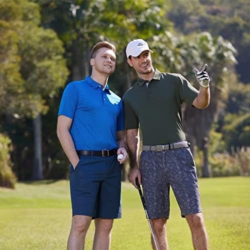 חולצות פולו גולף לגברים שרוול קצר ביצועים מפוספסים לחות לחולצות גולף מתאימות יבש לגברים