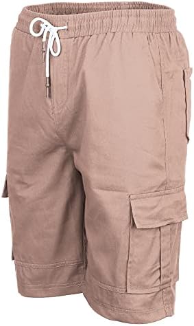 מכנסי מטען של AIHOU לגברים, מכנסי מטען לגברים קיץ מכנסי טיול רופפים מוצקים מכנסיים חיצוניים משיכת מכנסיים קצרים