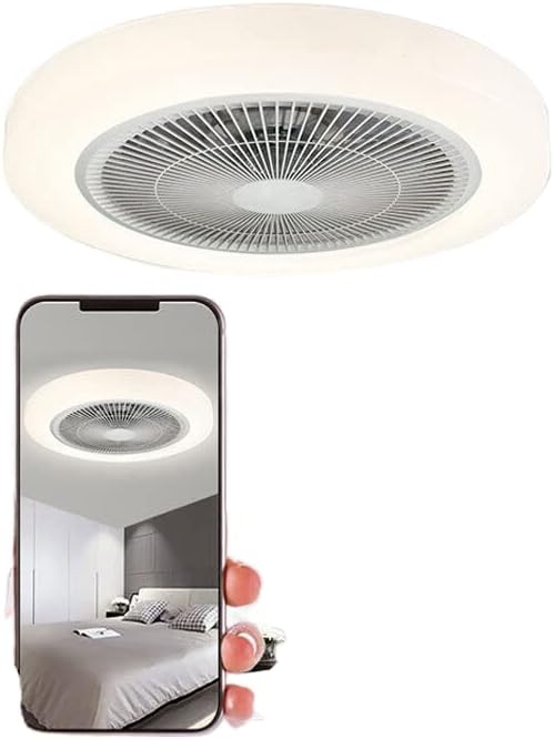 מנורת מאוורר תקרה של Bluetooth 50 סמ עם שלט רחוק LED אור מודרני מנורת תקרה יצירתית דקורטיבית