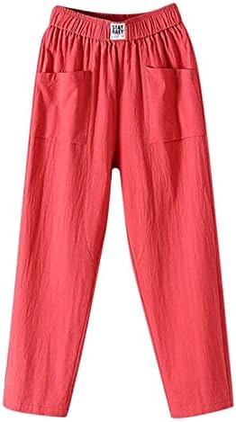 מכנסי פשתן כותנה אלסטיים אלסטיים של ג'אואר עם כיסים מכנסי חוף קלים נושמים מכנסי חוף קלים נושמים מכנסי הרמון