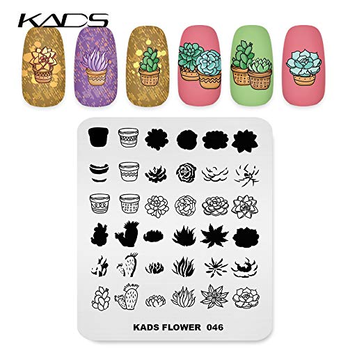 KADS חדש צלחת חותמת ציפורניים פרח טבע תבנית חותמת ציפורניים תבנית תמונה תבנית