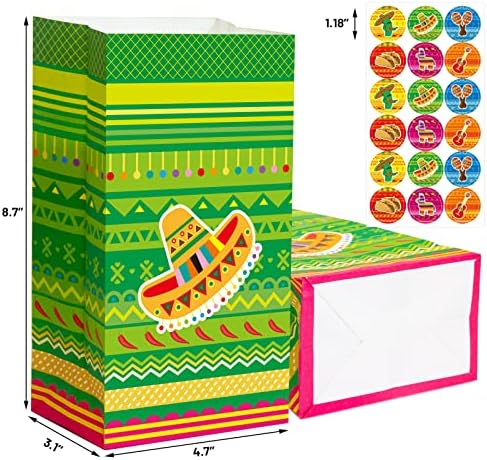 מקסיקני המפלגה לטובת שקיות פיאסטה גודי סוכריות לטפל שקיות סינקו דה מאיו נייר מתנת תיק למסיבה קישוטי 24 חבילה
