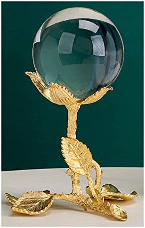 כדור קריסטל ברור עם קישוטי מעמד זהב נורדי אור מלאכה יוקרה פסלי מתכת אמנות ברזל ， ארון ספרים למשרד ביתי