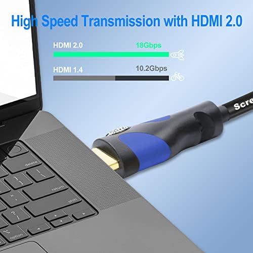 כבל HDMI של Postta 100 רגל עם כבל Booster Signal Booster HDMI 2.0V עם קשרי כבלים 2 חלקים+2 חלקים מתאמי HDMI