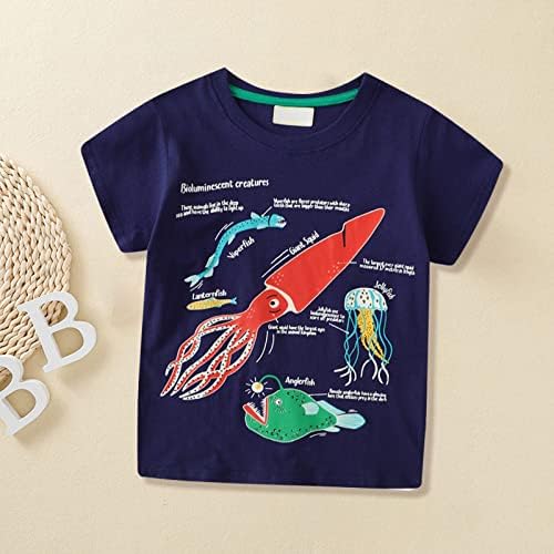 שרוול רך בנים חללית בסיסית דפוס חיים ימיים חולצת טי קצרה עם שרוולים זכר תינוקות זכר תינוקות בנים אמצעיים