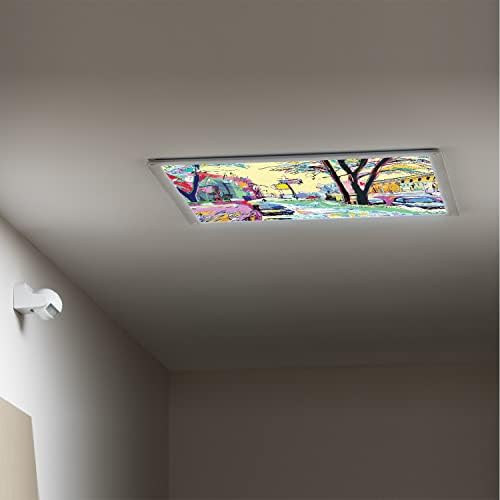 כיסויי אור פלורסנטיים של Loroughei עבור מסנני תאורה דפוסי אמנות משרדים בכיתה מכסה תאורת תקרת LED 2ft x 4ft