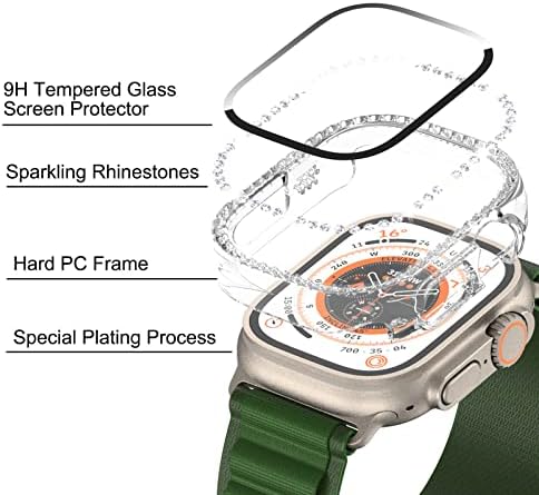 מארז Bling של NXTUDY עבור Apple Watch Ultra 49 ממ עם מגן מסך, 2 חבילות Crystal Diamond Pgipper