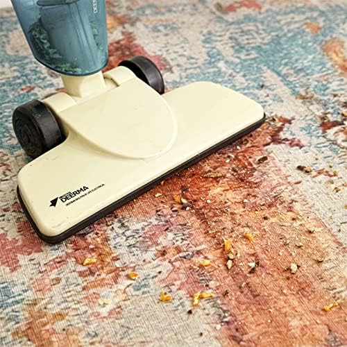 RoomTalks Ultra דק צבעוני צבעוני מודרני שטיחים שטיחים 3x5 ללא החלקה מגובה, כתום טורקיז שטיחי אמבט