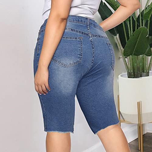 מכנסיים קצרים בג'ינס של נשים בגודל בגודל מותניים גבוהים מכנסיים קצרים מקצרים לחופשת קיץ מזדמנים