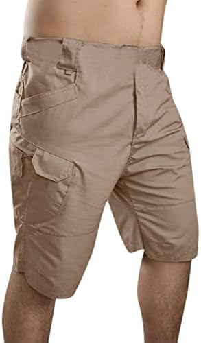 מכנסיים קצרים לגברים מזדמנים קלאסיים מתאימים מכנסי חוף קיץ, כותנה עם מותניים אלסטיים וכיסים שוחים