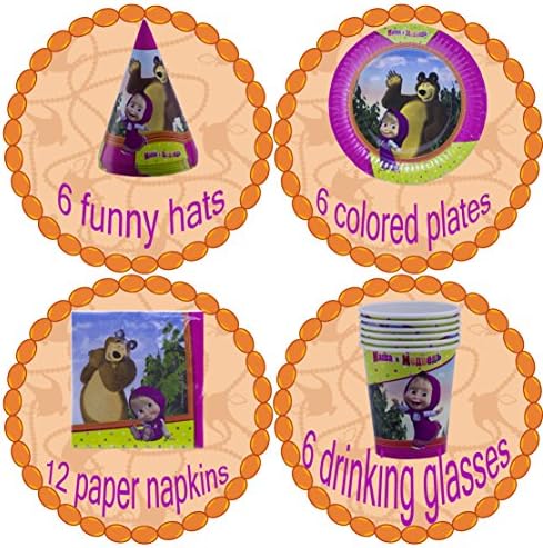 בהיר חג סט לילדים מאשה והדוב חייב יש עבור ספקי צד יום הולדת לשנה חדשה של כלי שולחן צבעוני מפיות נייר צלחות