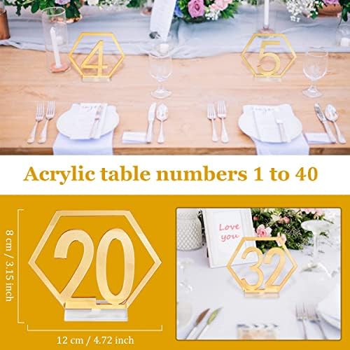 מספרי טבלה של Velidy, 1-20Wedding מספרי שולחן עמידה אקרילי עם בסיס מחזיק לחתונה, מסיבה, אירועים או קישוט