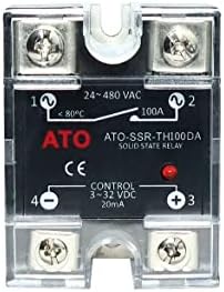 ממסר מצב מוצק של ATO SSR-120DA DC ל- AC ממסר מוליך חצי מוליך שלב יחיד, קלט 3-32V DC, פלט 24-480V AC
