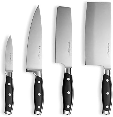 לינורוסו 4-חתיכה קלאסי חד גרמנית גבוהה פחמן נירוסטה שף סכין סט קיצ 'ן סכין סט, כולל 8 שף סכין, 7.5