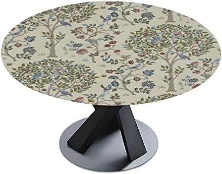 אלזה מצויד עגול מפת שולחן עם אלסטי קצה לנגב נקי ויליאם מוריס הדפסי שולחן בד לשימוש חיצוני/פנימי,מתאים