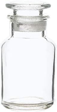 בקבוק מגיב זכוכית מעבדה 1000 מיליליטר, פה רחב 1 ליטר, עם פקק קרקע