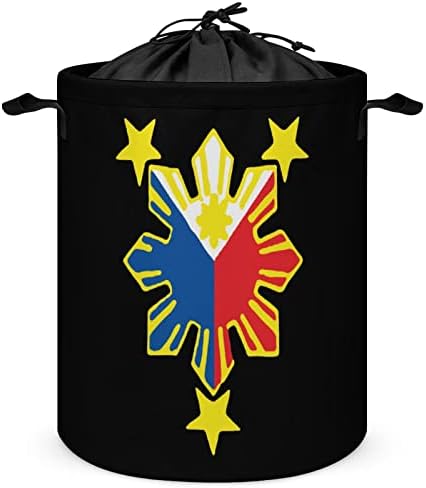 פיליפיני דגל סלי כביסה עם ידיות עמיד למים מתקפל שרוך עגול בגדי צידניות אחסון ארגונית