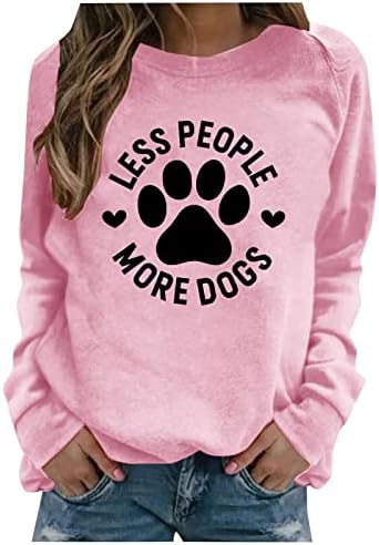גרפי חולצות לנשים חמוד כלב כפת חולצת טי מצחיק חולצה חולצות ארוך שרוול סוודר חולצה טיז לכלבים מאהב