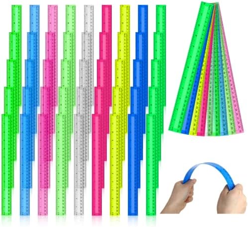108 חבילות 12 אינץ פלסטיק שליט צבע שקוף שליט מגוון צבע מטרי ברור שליט עם סנטימטרים וסנטימטרים לילדים