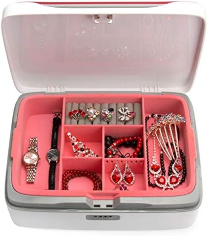 קופסת תכשיטים XJJZS לנשים, מארגן תכשיטים עם מחזיק תכשיטים נעילה לעגילים צמידי צמידי שרשרת טבעות