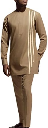 בגדים אתניים אפריקאים דשיקי תלבושת בצבע אחיד פס חולצת כותנה לחתונה מסורתית וחולצת אימונית מכנסיים