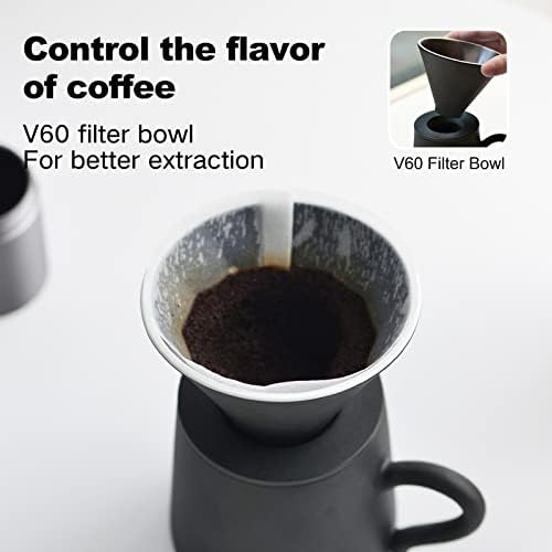 ספל קפה פוקראמוג, קרמיקה שפוך מעל מכונת קפה טפטוף עם מכסה וקפה כוס קפה ותה 3 ב -1, כוס תה 13 עוז,