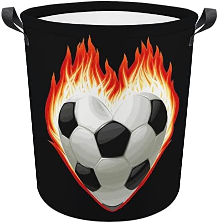 כדורגל על אש לב כביסה סל כביסה מתקפל סל כביסה סל בגדי אחסון תיק