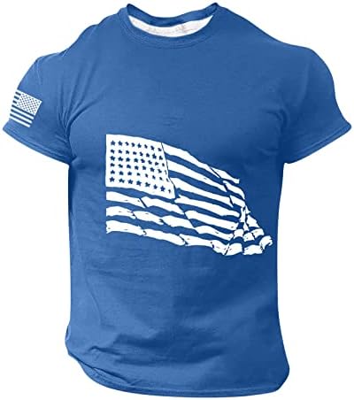 חולצת טריקו של גברים, דגל אמריקאי פטריוטית צבאית חולצת טריקו 4 ביולי של אימון שריר שרוול קצר
