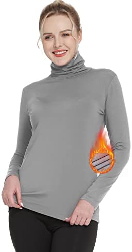 חולצה תרמית של Mancyfit לנשים חולצת צווארון גולף שרוול ארוך שורש תחתון אולטרה פליס רך שכבת בסיס מרופדת