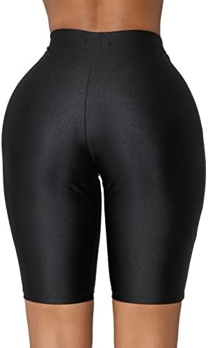 מכנסי אופנוען של Sunfexoy לנשים, ניאון מבריק גבוה ומבריח אימון פעיל אימון יוגה מכנסי מכנסיים קצרים באורך