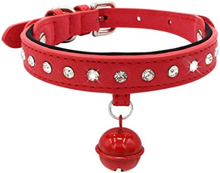 Newtensina Bells צווארון כלבים רך רך מצויד צווארון גורים עם דיאמנטה - אדום - xs