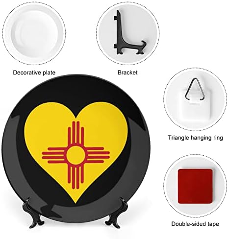 דגל לב של מדינת ניו מקסיקו עצם מצחיק סין צלחת דקורטיבית צלחות קרמיקה עגול
