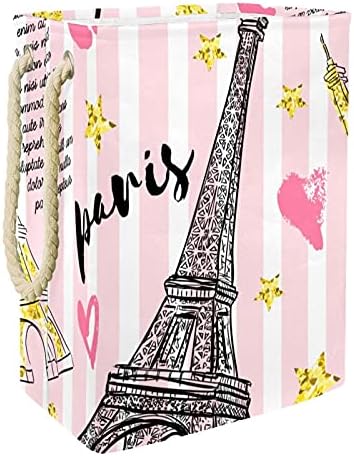 פנימי פריז ורוד אייפל מגדל גדול כביסת עמיד למים מתקפל בגדי סל סל בגדי צעצוע ארגונית, בית תפאורה