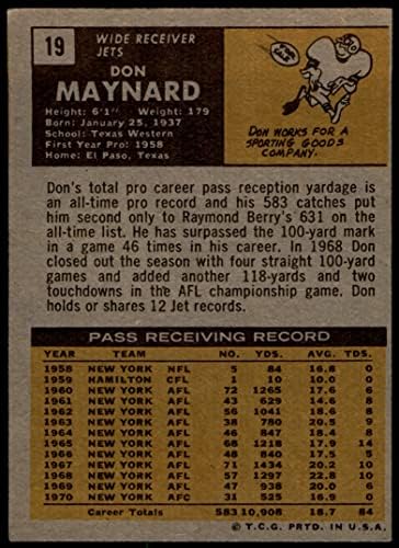 1971 Topps 19 Don Maynard New York Jets Ex Jets Utep