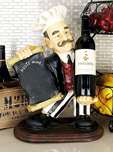 דקו 79 פסל שף פולסטון עם לוח גיר ומחזיק יין, 13 x 9 x 20 , שחור