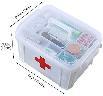 תיבת אחסון רפואית של SCDHZP, קטנה ניידת נושאת רפואת פלסטיק עזרה ראשונה פח מארגן שכבה כפולה עם מכסה