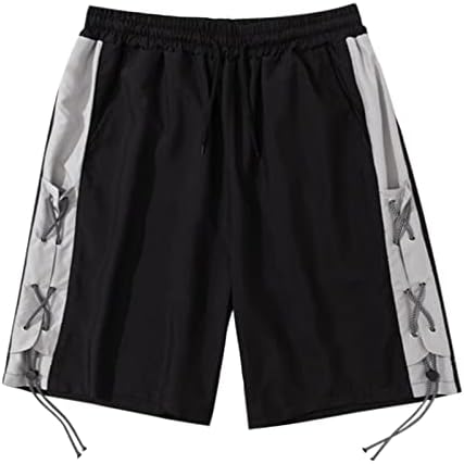 מכנסיים קצרים עם כיסים לגברים מגברים מכנסי קיץ אלסטיים רופפים בצבע אחיד ספורט ספורט מזדמן מפעיל