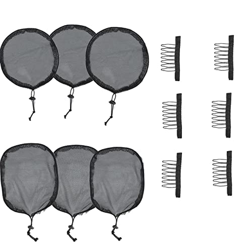 6 יחידות שחור אריגת נטו כובע שרוך קוקו נטו אלסטי בסיס משמש להכנת שיער לחמניית שיער פאה ביצוע