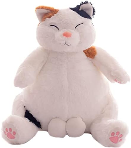 FloerRoyale יפני כרית צעצוע של חתול עצלן קטיפה, כרית חתול קטיפה עם כדורים חיה ממולאת, בובת קטיפת חתול מצוירת