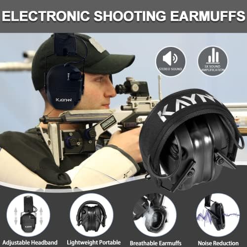 הגנה על אוזניים אלקטרוניות של KAYNN עם הגברה צלילית להפחתת רעש, הגנה על שמיעה על טווח אקדחים עם