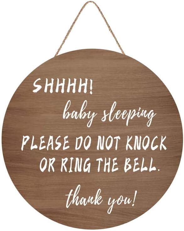 מצחיק חמוד תינוק שינה מול דלת סימן מול דלת לא לדפוק או טבעת פעמון סימן חדש אמא מתנות לא להפריע דלת קולב סימן