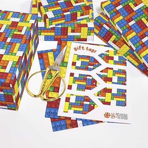 מרכזי 23 צבעוני גלישת נייר - 6 גיליונות של מתנה לעטוף-יום הולדת גלישת נייר לילדים-אבני בניין עבור בנים ובנות -