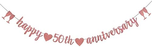 Weiandbo Happy 50thy Heaginary Golitter Glitter Golder, קדם-סטרינג, קישוטים למסיבות יום נישואים 50th