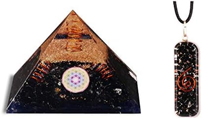 Pyor Seven Chakra Reiki ריפוי עץ אבן חן שחור טורמלין אורגון פירמידה עם תליון שרשרת אנרגיה מחולל פנג שואי