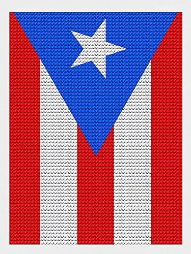 ערכות ציור יהלומים של DVWivgy Puerto Rico, ערכות ציור יהלומים 5D דגל פוארטו ריקו, DIY מקדחה עגולה מלאה אמנות יהלום