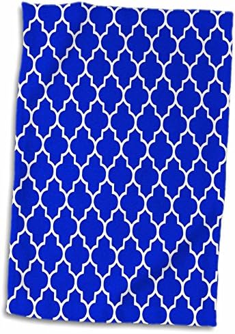 3ד רוז נייבי דפוס מרובע-אריחים מרוקאים כחולים כהים-מגבת סריג תלתן גיאומטרית מסוגננת קלאסית, 15 על 22,