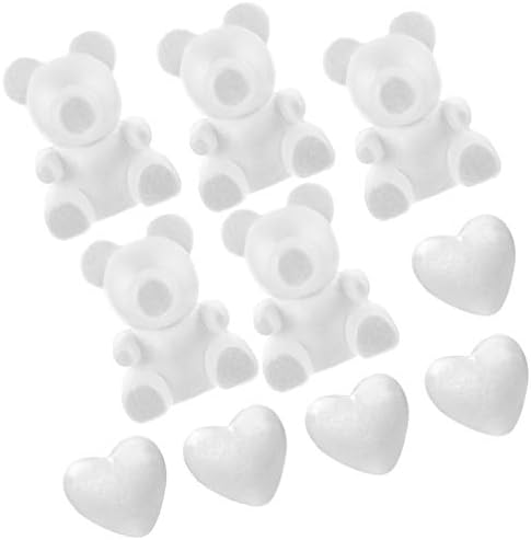 Bestoyard 10 יחידים דוב קצף דובי קלקר דוגמנות צורות לב עובש לבן מלאכת DIY לבנה לסידור פרחים מתנה