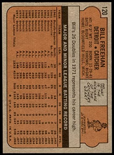 1972 Topps 120 ביל Freehan Detroit Tigers Tigers