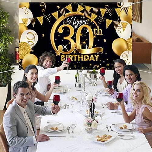 קישוט מסיבת יום הולדת בד גדול במיוחד פוסטר שלט זהב שחור ליום נישואין תא צילום רקע רקע באנר, אספקת מסיבת