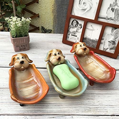 כניסה למזלות כלב חדר אמבטיה קרמיקה סבון כביסה B&B מלונות ומלונות קופסת סבון בעבודת יד, C